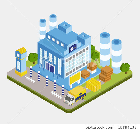 Vector Isometric Factory Building Vector Isometric Factory Building 19894135