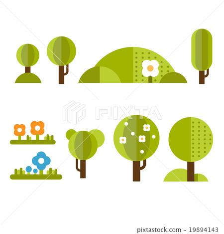 Trendy and Beautiful set of Flat Forest Elements 19894143