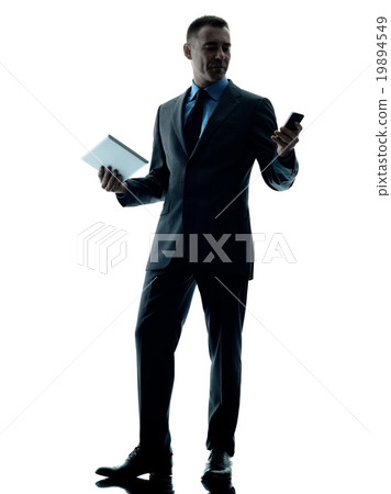 business man digital tablet  telephone isolated 19894549