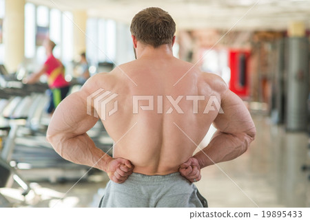 Muscular man's back. 19895433