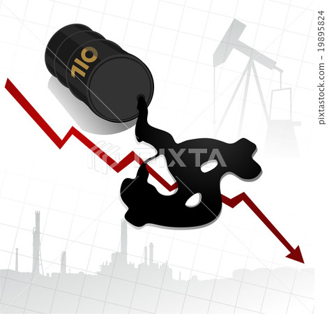 Crude oil price fall down illustration 19895824