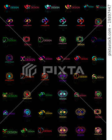 Mega set of multicolored swirl and circle logos 19897447