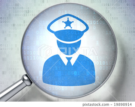 Privacy concept: Police with optical glass on Privacy concept: Police with optical glass on 19898914
