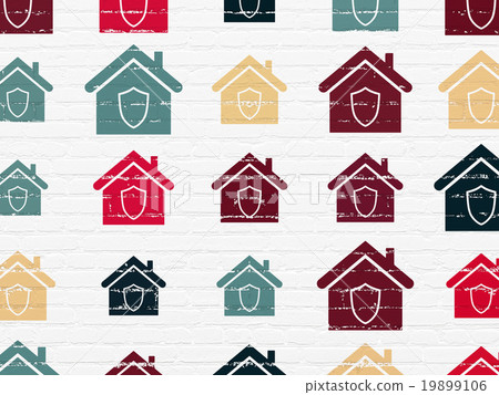 Business concept: Home icons on wall background Business concept: Home icons on wall background 19899106