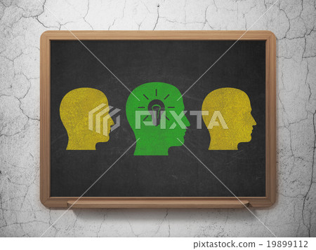 Business concept: head with light bulb icon on 19899112