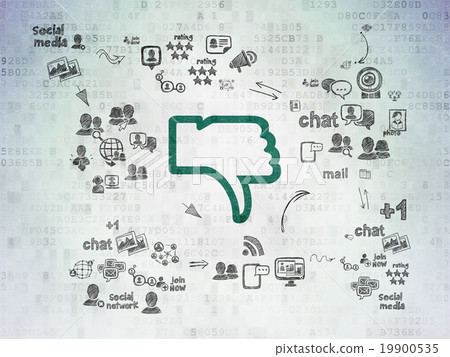Social network concept: Thumb Down on Digital 19900535
