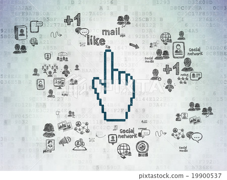 Social media concept: Mouse Cursor on Digital 19900537