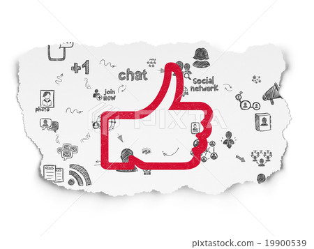 Social network concept: Thumb Up on Torn Paper 19900539