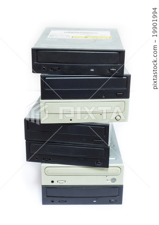 Multiple Optical disc drive isolated on white 19901994