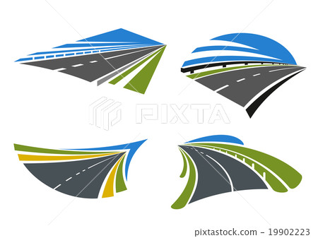Highways and roads icons with landscape Highways and roads icons with landscape 19902223