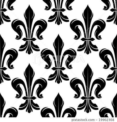 Black and white fleur-de-lis royal pattern Black and white fleur-de-lis royal pattern 19902308