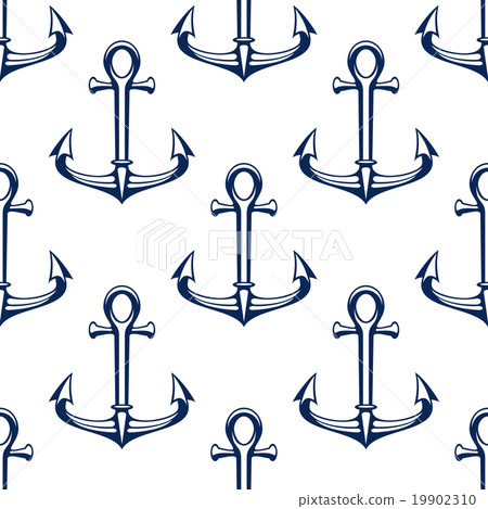 Seamless marine pattern with blue ship anchors Seamless marine pattern with blue ship anchors 19902310