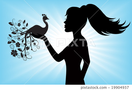 female silhouette holding a bird female silhouette holding a bird 19904937