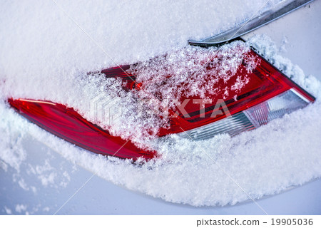snow on a car light snow on a car light 19905036