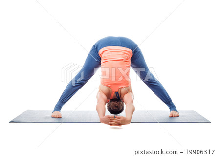 Woman practices Ashtanga Vinyasa yoga asana 19906317