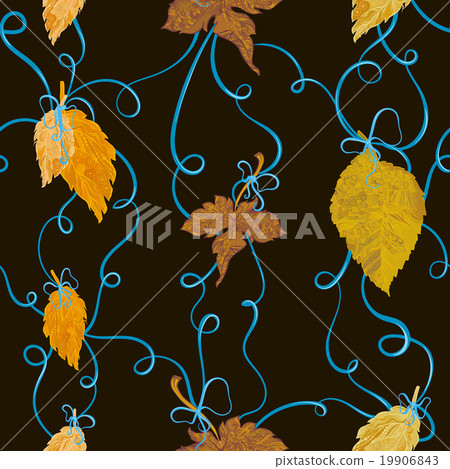 Autumn foliage tied with bows seamless backround 19906843