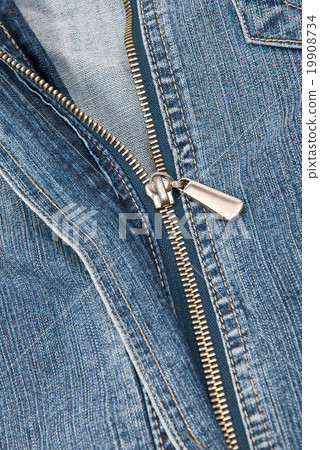 Detail of zipper on blue jeans 19908734