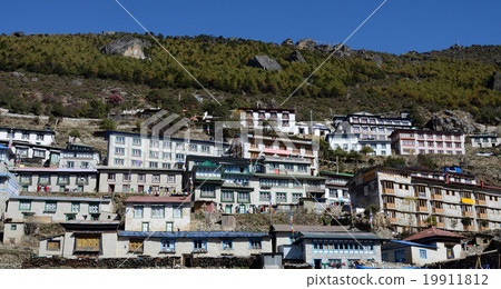 Traditional houses of Namche Bazaar village, Nepal 19911812
