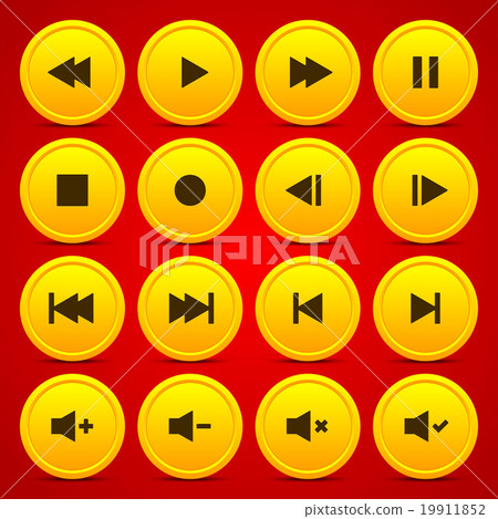 Gold media player audio video icon circle button Gold media player audio video icon circle button 19911852