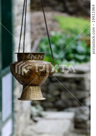 Old metal  incense-burner with swastika ornament 19911964