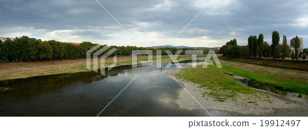 View of almost dry Uzh river,Western Ukraine View of almost dry Uzh river,Western Ukraine 19912497