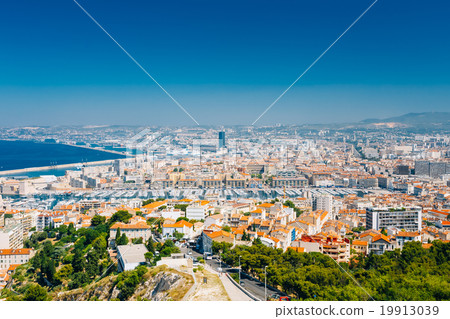 Aerial view, cityscape of Marseille, France. Sunny Aerial view, cityscape of Marseille, France. Sunny 19913039