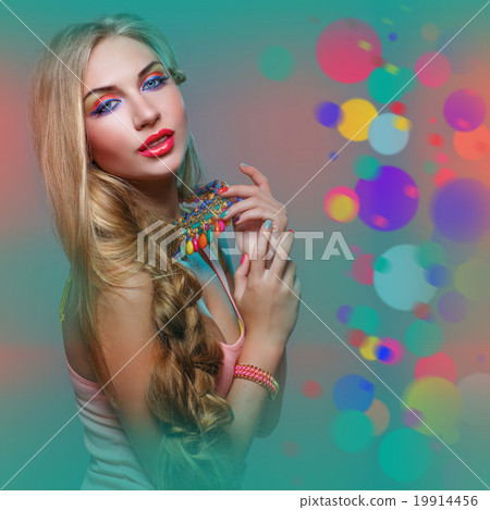 Girl with bright colorful makeup Girl with bright colorful makeup 19914456
