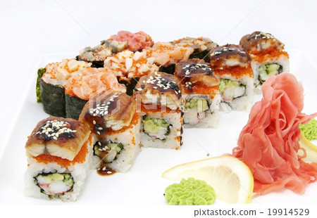 delicious seafood sushi at a Japanese restaurant 19914529