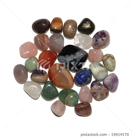 Various gemstones on white background with shadows 19914570