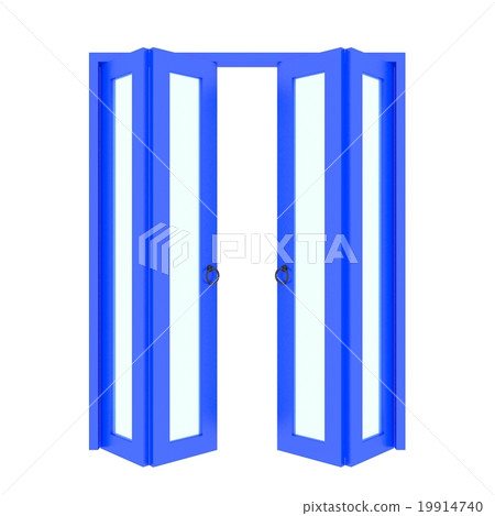 blue folding door with grill ,3d blue folding door with grill ,3d 19914740
