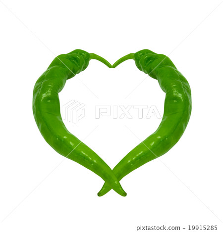 Heart composed of green peppers 19915285