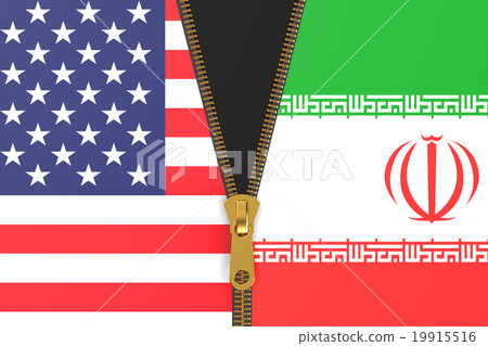 Flags of Iran and USA, political concept Flags of Iran and USA, political concept 19915516