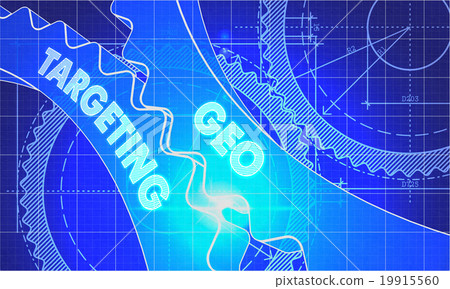 Geo Targeting Concept. Blueprint of Gears. 19915560