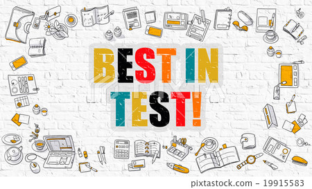 Multicolor Best In Test on White Brickwall. Doodle Multicolor Best In Test on White Brickwall. Doodle 19915583