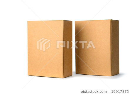 Closed two brown paper cardboard Box isolated  19917875