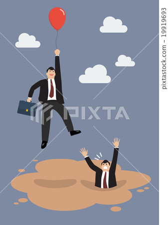 Man with red balloon get away from quicksand Man with red balloon get away from quicksand 19919693
