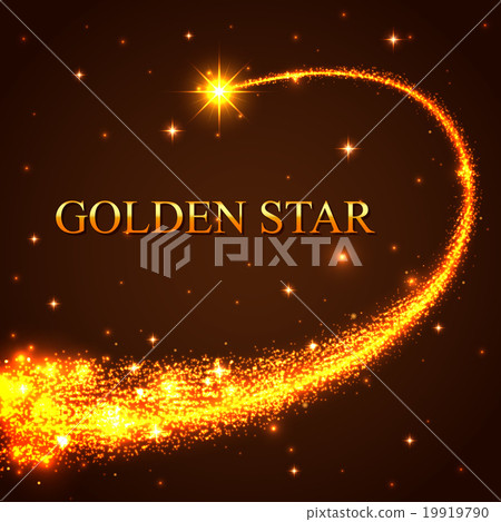Shining falling golden star in the night sky. Shining falling golden star in the night sky. 19919790