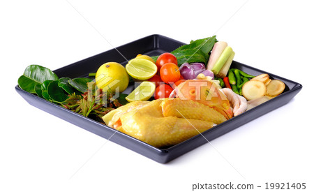 ingredient for spicy chicken Sour Soup on white 19921405