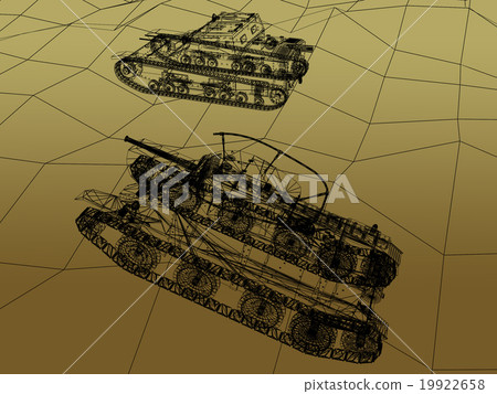 battle tank on sand wire frame ,war concept 19922658