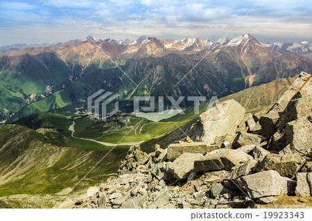 View of Almaty mountains and Big Almaty lake 19923343