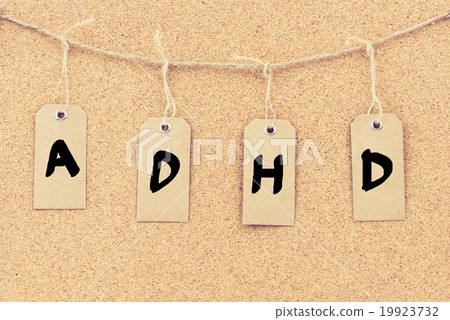 Vintage grunge tags with word ADHD 19923732