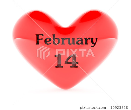 Heart shape with February 14, 3d render 19923828