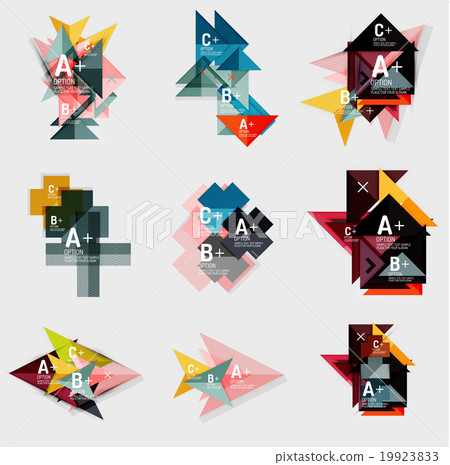 Set of paper design style geometrical banners with 19923833