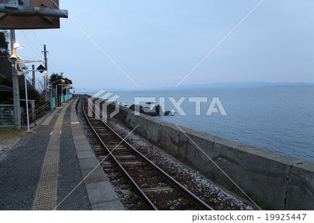 Landscape picture of JR Omura line and Omura Bay 19925447
