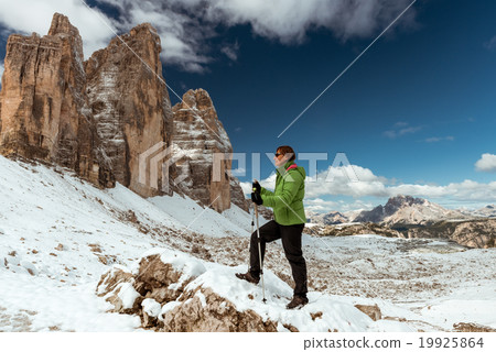 Drei Zinnen and Female hiker  19925864