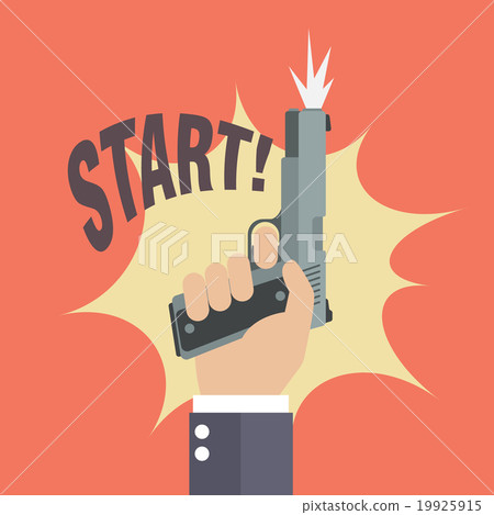 Hand firing a gun with start word 19925915
