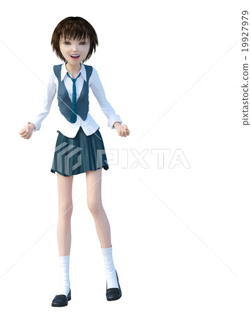 Girls posing girls student perming 3DCG illustration material Girls posing girls student perming 3DCG illustration material 19927979