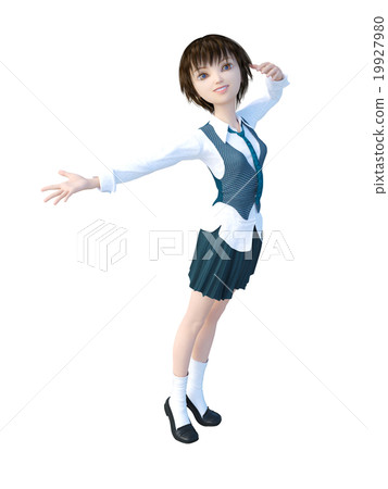 Female student perming 3DCG illustration material Female student perming 3DCG illustration material 19927980