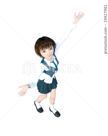 延伸手的女學生佩帶3DCG例證材料 延伸手的女學生佩帶3DCG例證材料 19927981