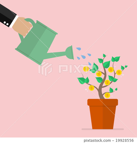 Hand watering money plant 19928556